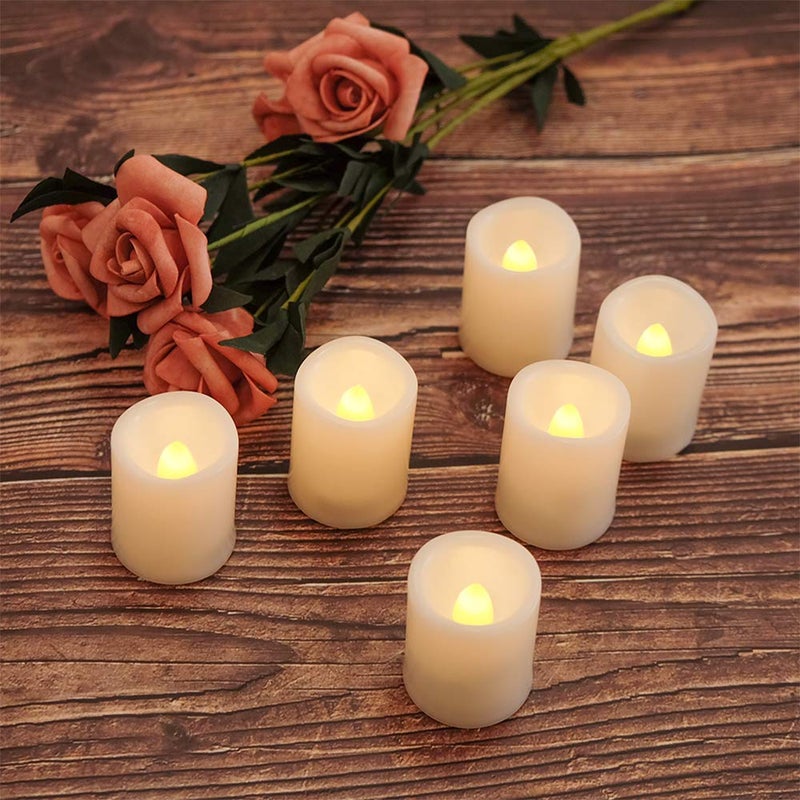 DRomance Flameless Flickering LED Votive Candles Remote and Timer, Battery Operated Tealights Battery Included, Amber Yellow Light 1.5 x 2 inch Set of 12 for Christmas Decoration - Image 3